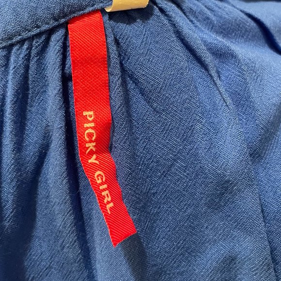 Picky Girl Cold Shoulder Light Weight 1/2 Sleeve Tunic Top sz M BLUE - Picture 6 of 6